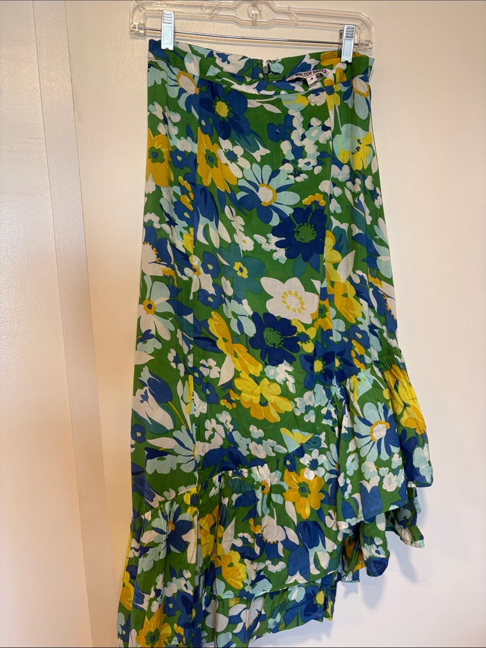 Walter Baker Green Blue Yellow Floral High-Low Skirt